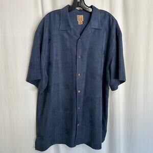 Jos. A. Banks Blue on Blue Palm Tree Design Button Down Casual Men's Shirt XL